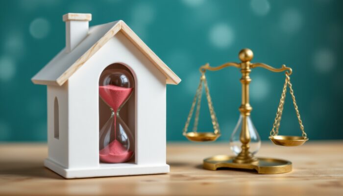 Symbolic image of a house and justice scales representing HUD’s fair housing occupancy guidelines