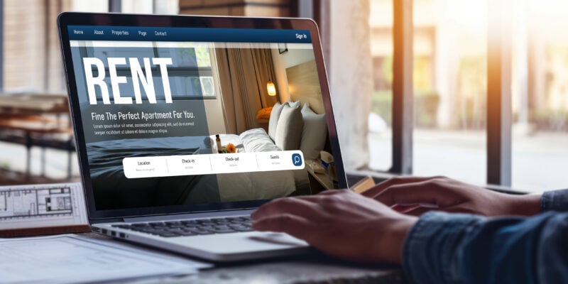 Tenant browsing apartment rental listings online